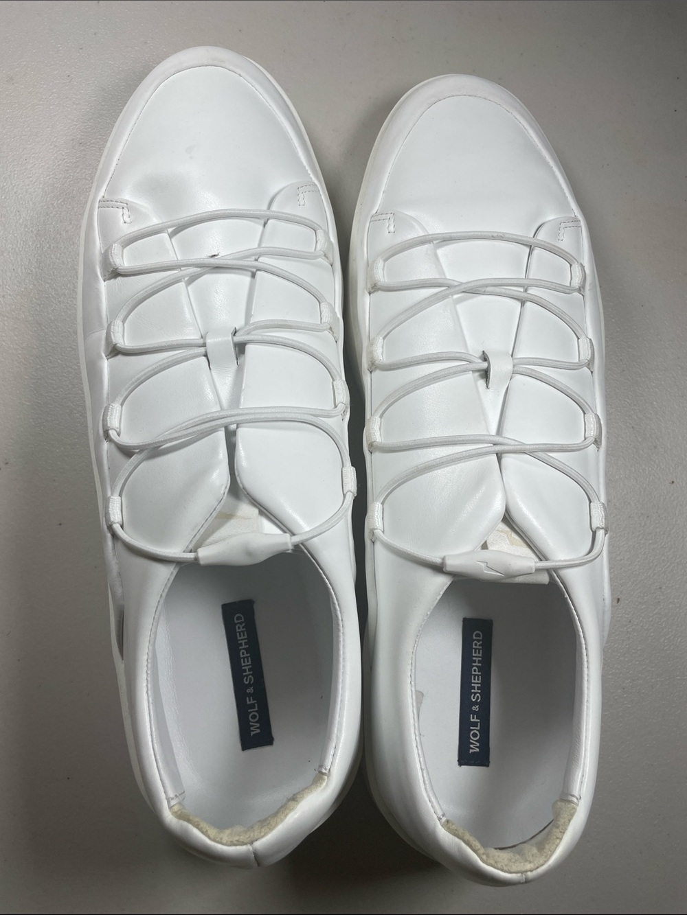 Wolf & Shepherd Men’s White Leather Slip-On Sneakers